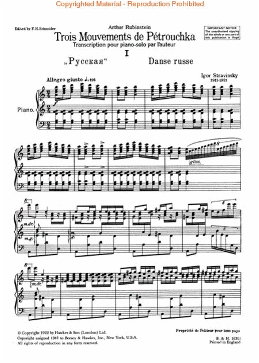 Three Movements from Pétrouchka Piano Solo scores gallery preview page 2