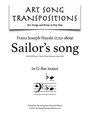 Book cover for HAYDN: Sailor's Song (transposed to G-flat major, bass clef)