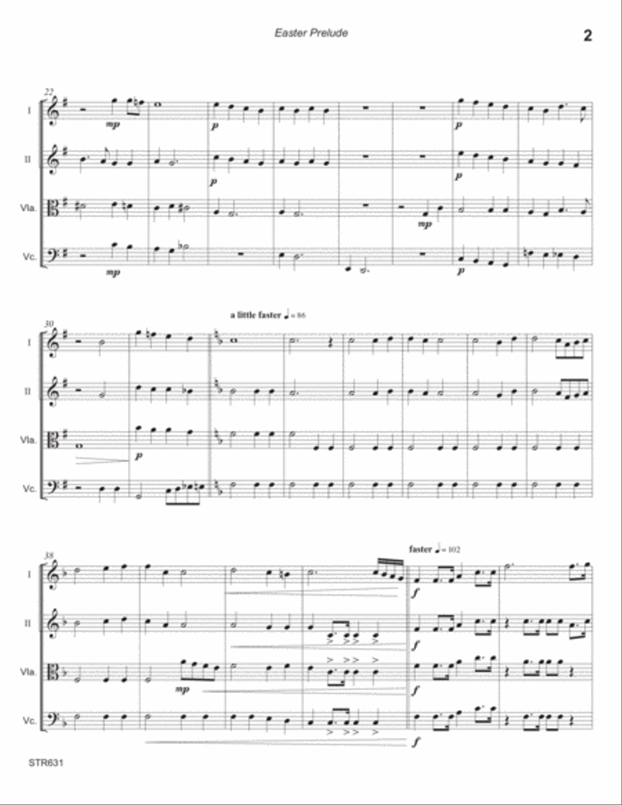 EASTER PRELUDE - String Quartet - unaccompanied (Grade 3) String Quartet scores gallery preview page 2