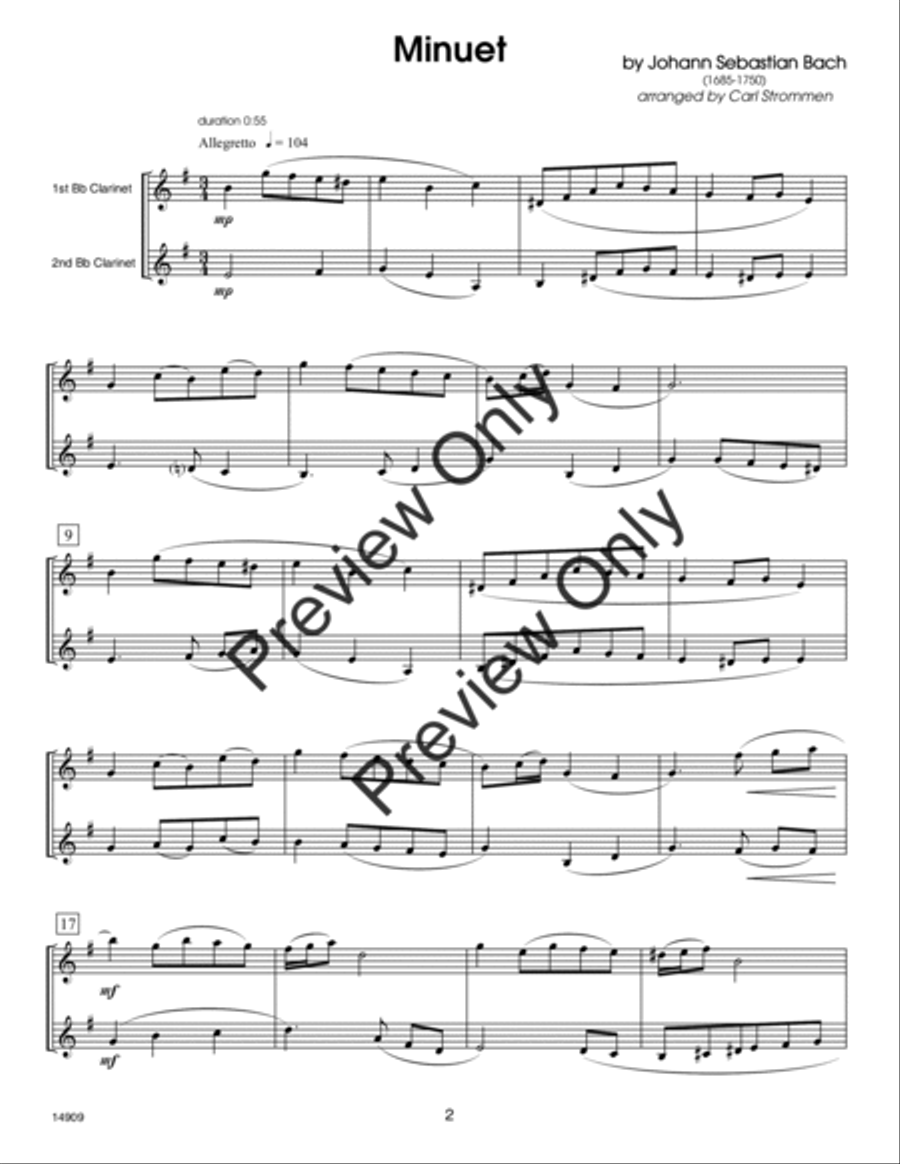 30 Melodious Duets- Clarinet Woodwind Duet scores gallery preview page 2