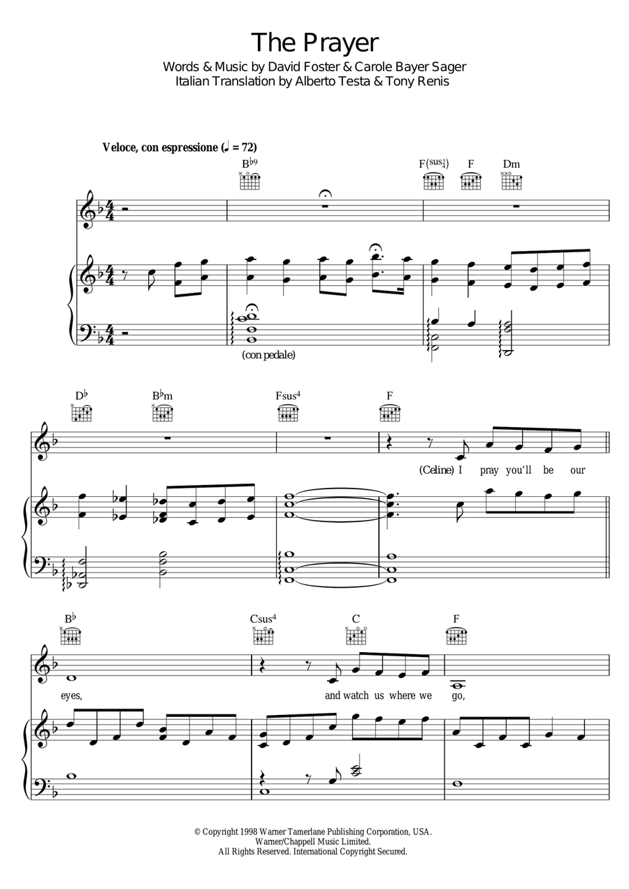 The Prayer Acoustic Guitar scores gallery preview page 1