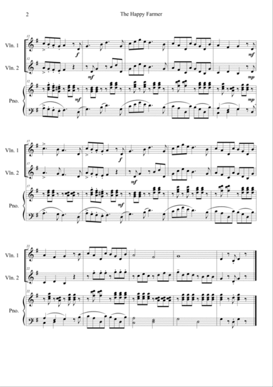 The Happy Farmer Op.68 No.10 (in G) Piano Trio scores gallery preview page 2