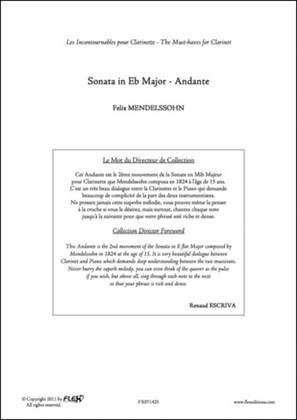 Book cover for Sonate In Eb Major - Andante