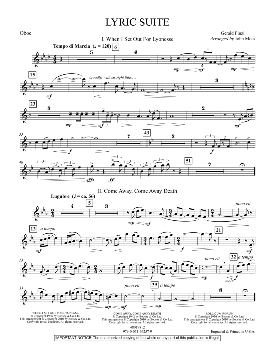 Lyric Suite - Oboe