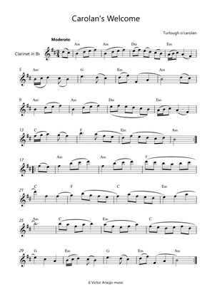 Carolan's Welcome - Clarinet Lead Sheet