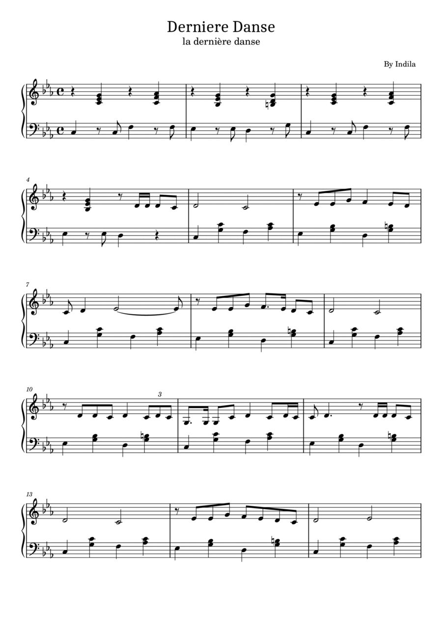 Derniere Danse Easy Piano scores gallery preview page 1