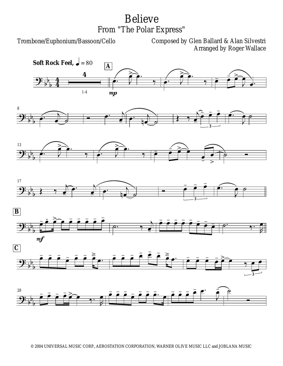 Believe Piano scores gallery preview page 1