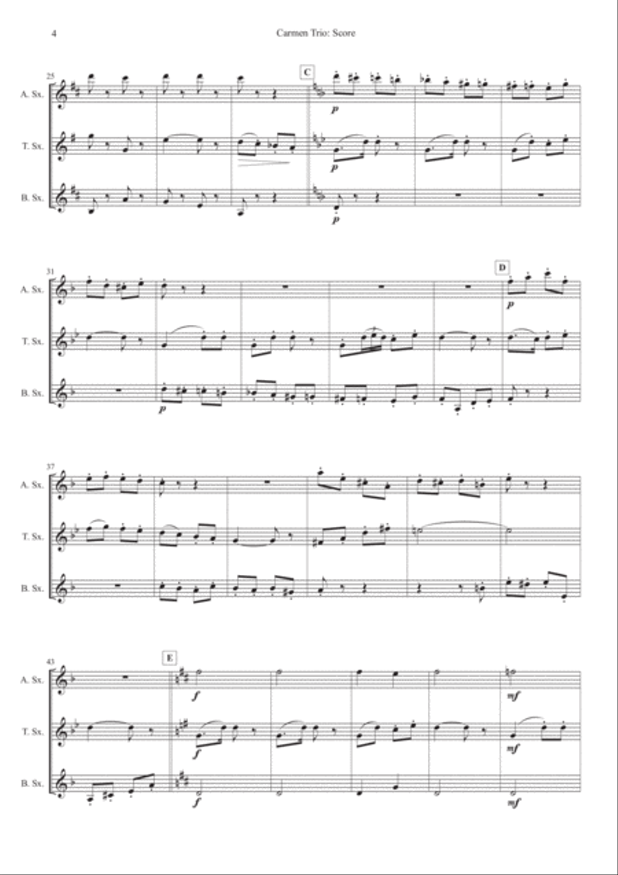 Carmen: 2 Pieces for Saxophone Trio Woodwind Trio scores gallery preview page 4