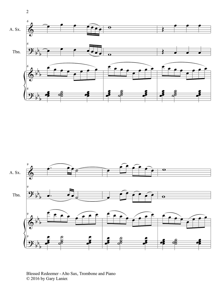 3 FAVORITE HYMNS (Trio - Alto Sax, Trombone & Piano with Score/Parts) Trombone Duet scores gallery preview page 3