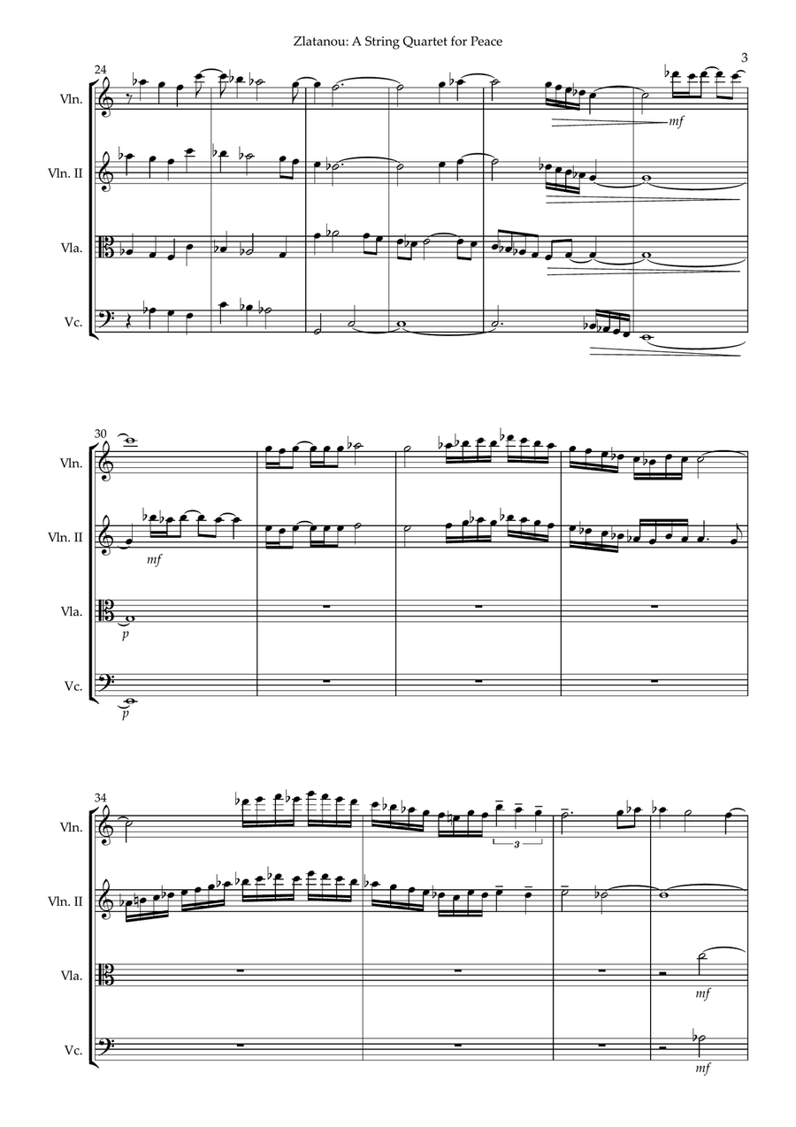 A STRING QUARTET FOR PEACE String Quartet scores gallery preview page 3