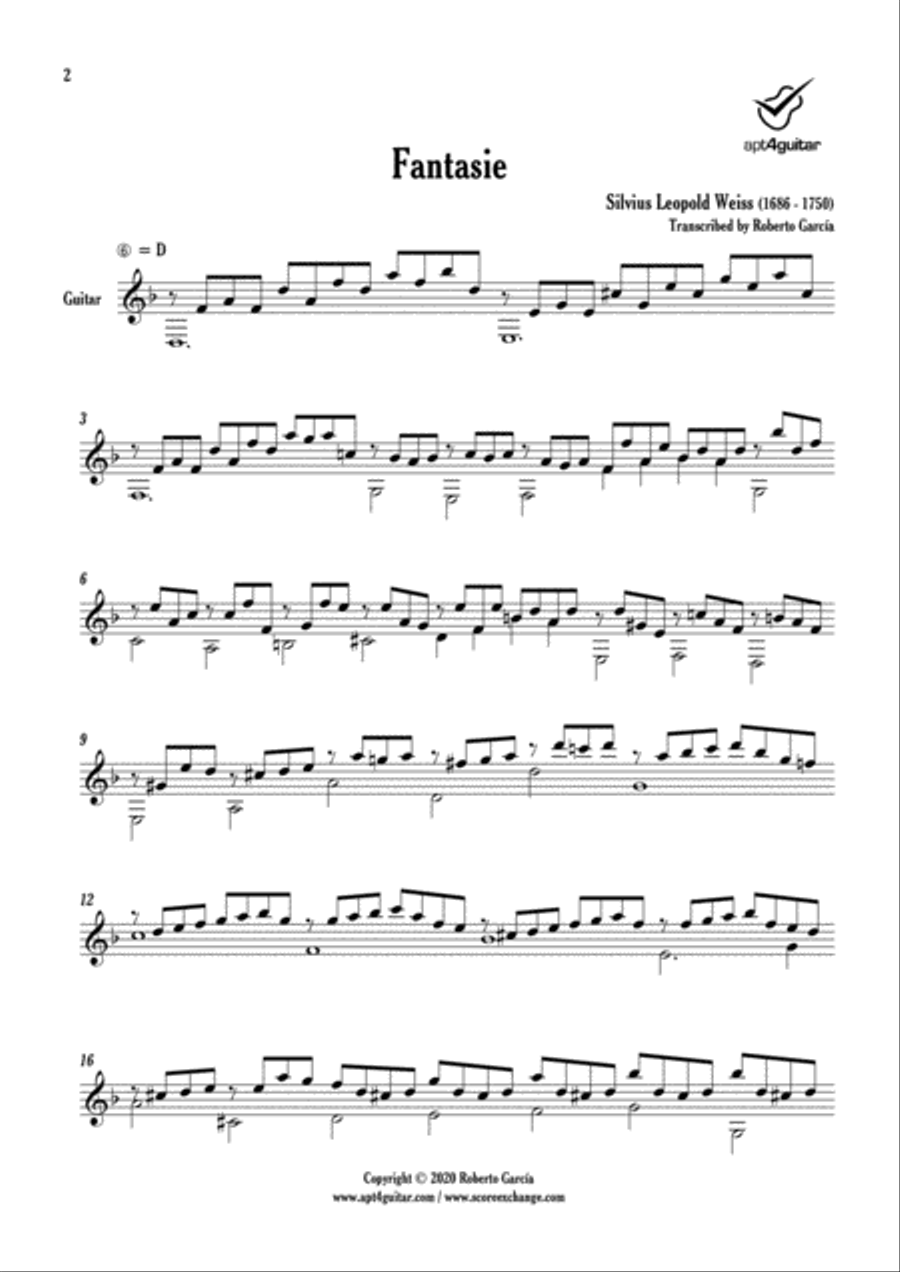 Fantasie Fantasie Classical Guitar scores gallery preview page 2