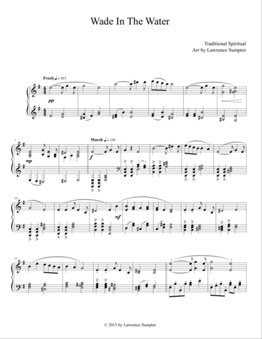 Wade In The Water Wade In The Water Piano Solo scores gallery preview page 1