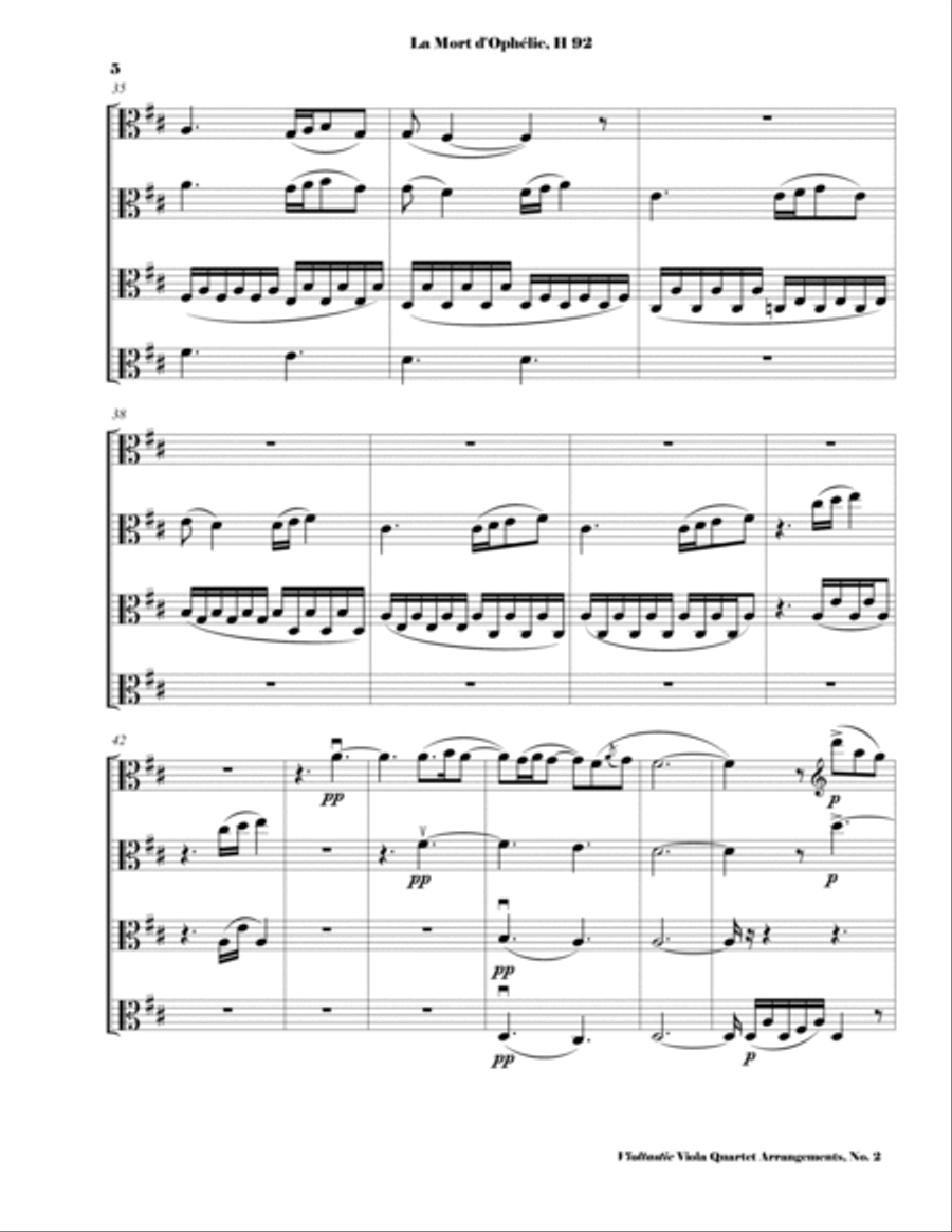 Berlioz - La Mort d'Ophelie, H. 92 - Viola Quartet Arrangement (SCORE AND PARTS) String Quartet scores gallery preview page 5