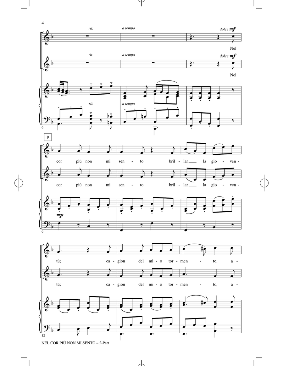 Nel Cor Piu Non Mi Sento 2-Part scores gallery preview page 2