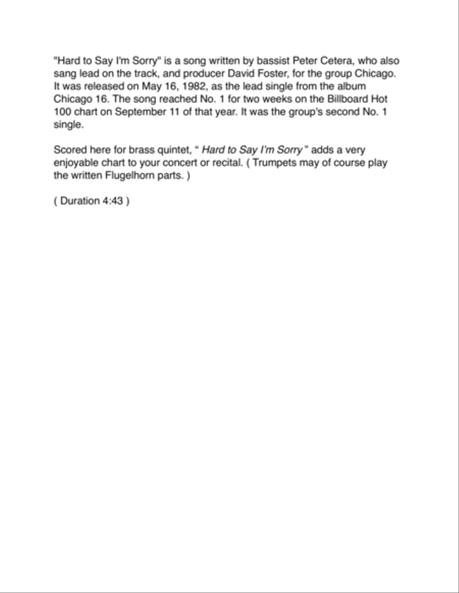 Hard To Say I'm Sorry Brass Ensemble scores gallery preview page 2