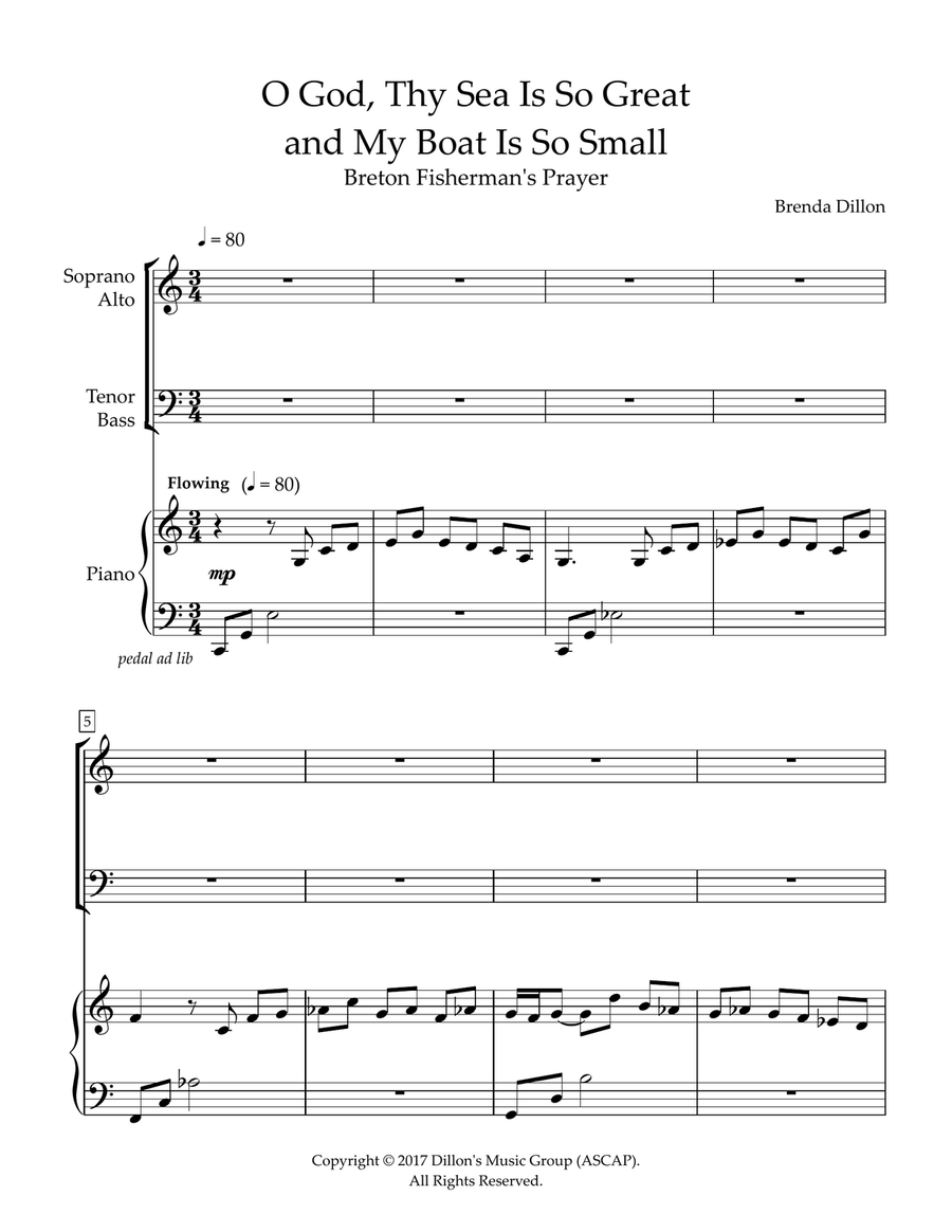 O God, Thy Sea Is So Great and My Boat Is So Small 4-Part scores gallery preview page 2