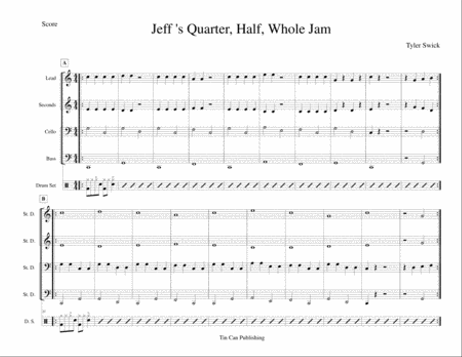 Jeff's Quarter, Whole, Half Jam for Steel Band Steel Drum Band scores gallery preview page 1