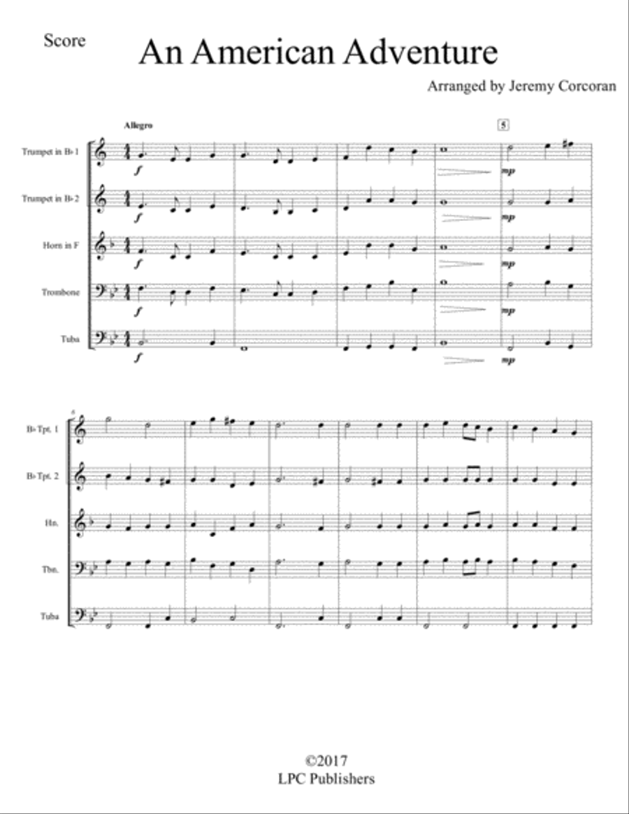 An American Adventure for Brass Quintet Brass Quintet scores gallery preview page 2