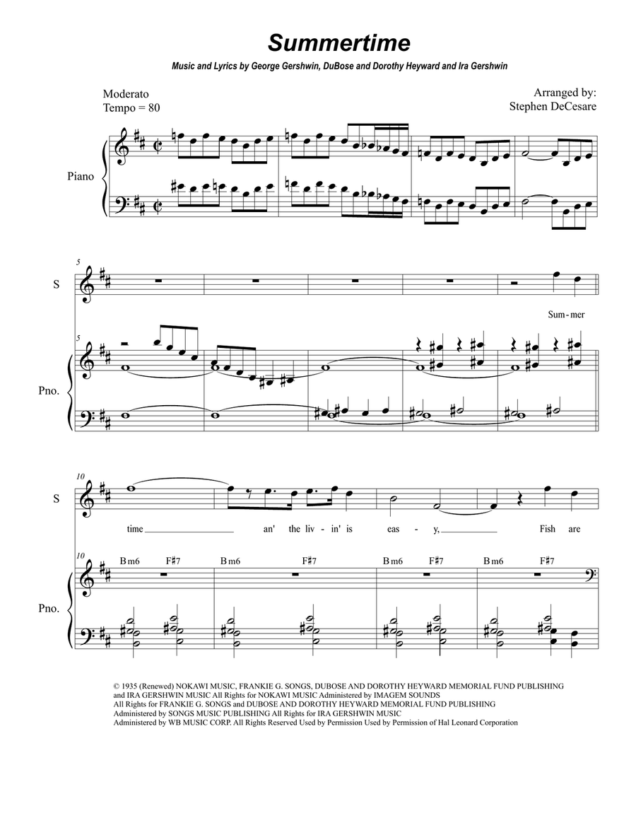Summertime Piano, Vocal scores gallery preview page 1