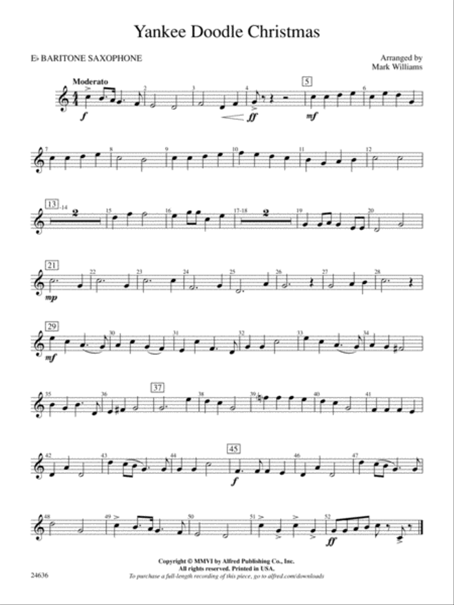 Yankee Doodle Christmas: E-flat Baritone Saxophone Concert Band scores gallery preview page 1