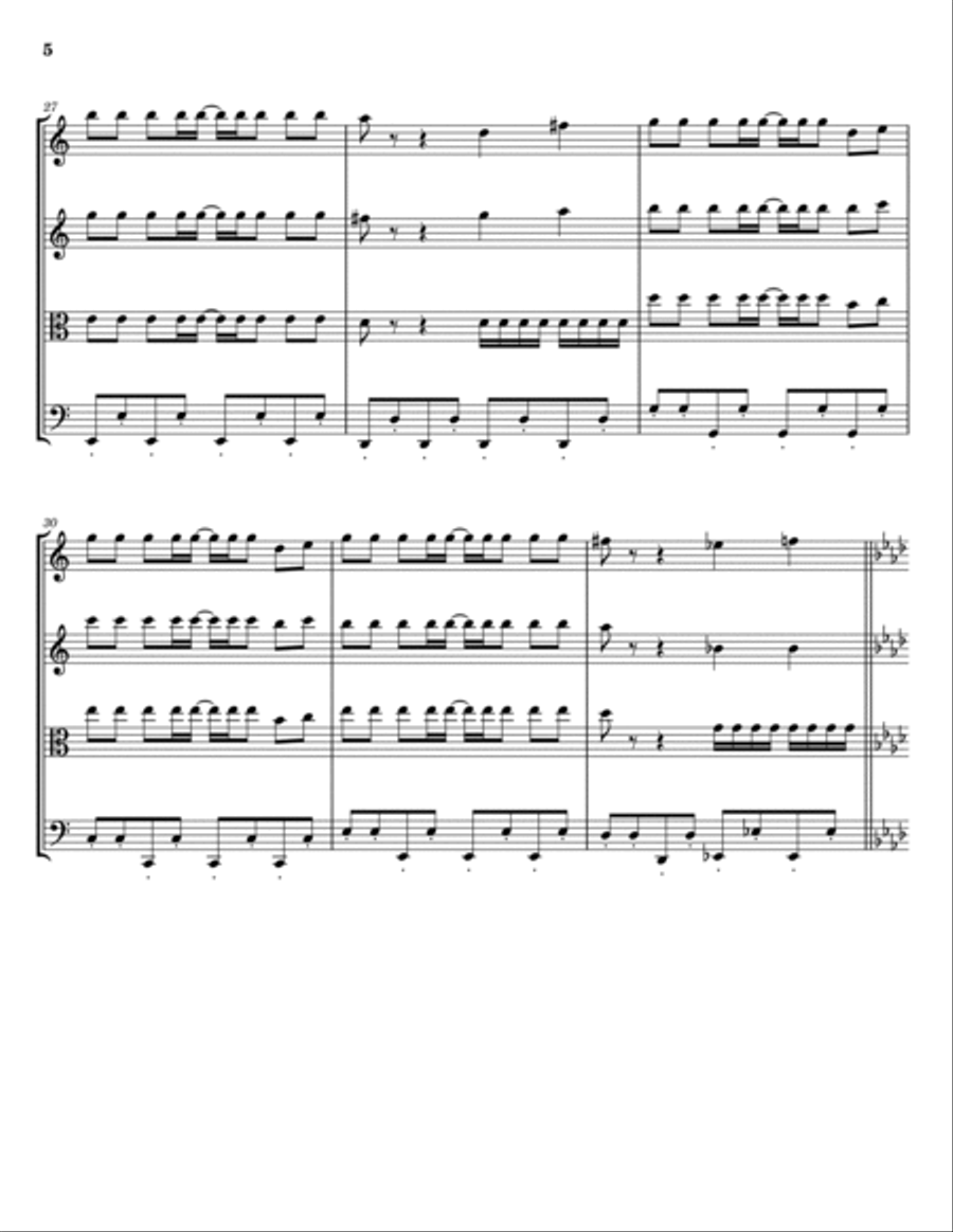 Baby Shark String Quartet scores gallery preview page 5