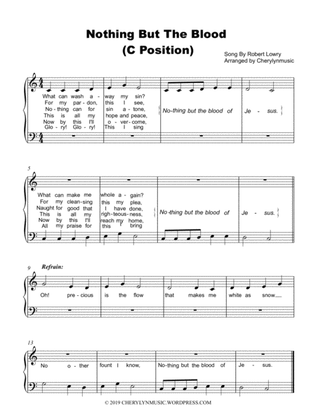 Nothing But The Blood of Jesus (Easy Piano) (C Position)
