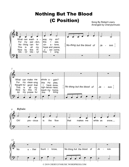 Nothing But The Blood of Jesus (Easy Piano) (C Position) image number null