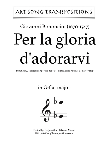 BONONCINI: Per la gloria d'adorarvi (transposed to G-flat major)