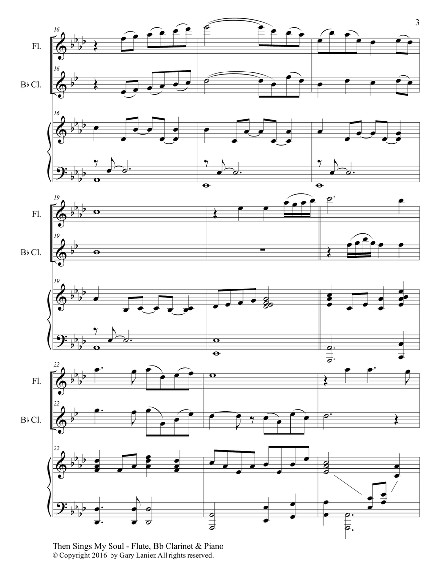 Trios for 3 GREAT HYMNS (Flute & Bb Clarinet with Piano and Parts) Woodwind Duet scores gallery preview page 4