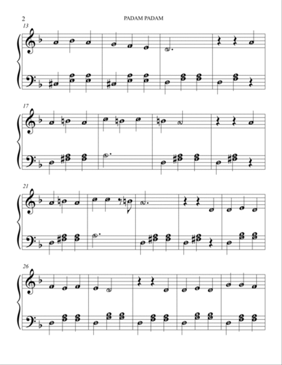 Padam Padam Easy Piano scores gallery preview page 2