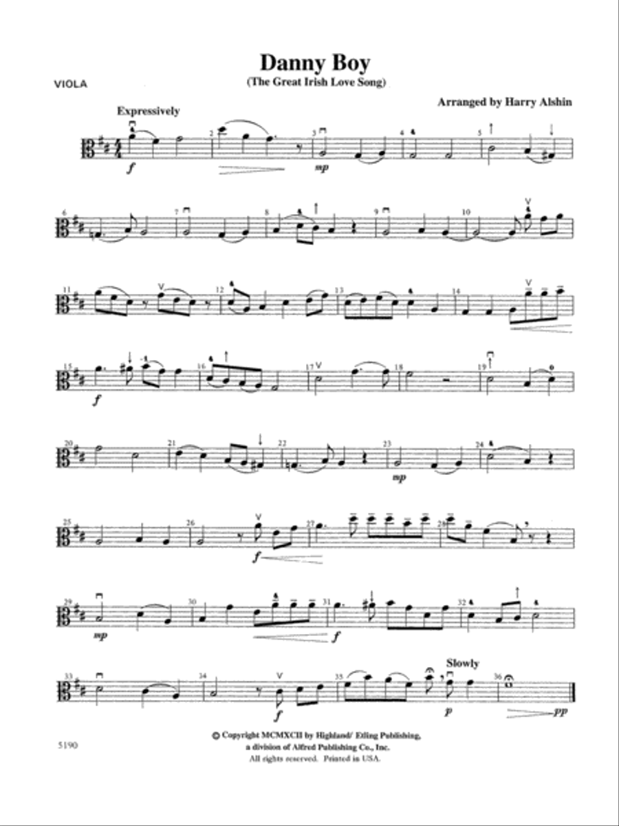Danny Boy: Viola String Orchestra scores gallery preview page 1