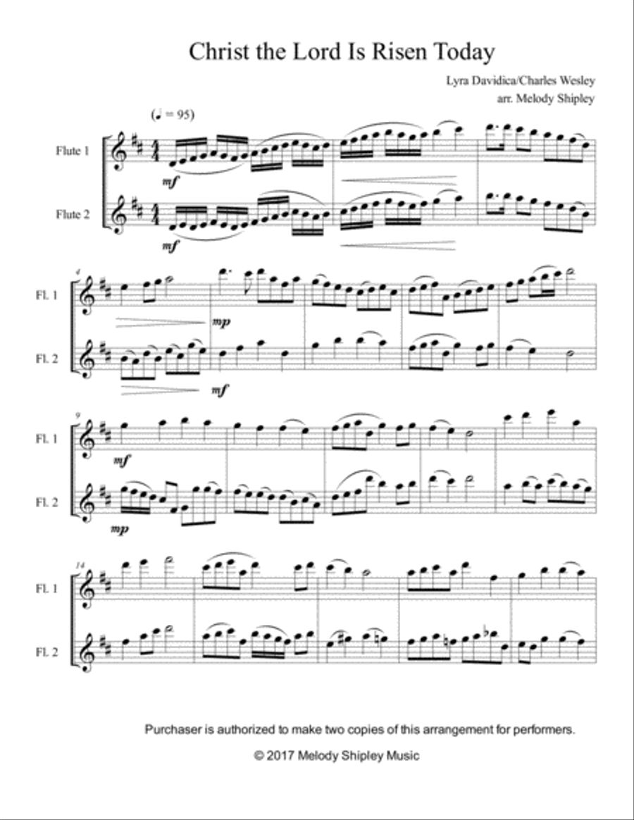 Christ the Lord is Risen Today Flute Duet scores gallery preview page 2