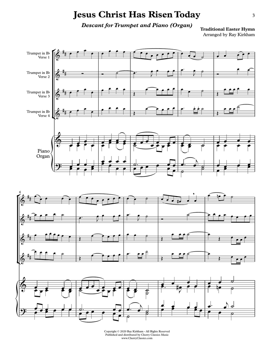 Two Easter Fanfares and Descants for Trumpet and Piano or Organ Two Easter Fanfares and Descants for Trumpet and Piano or Organ Trumpet Duet scores gallery preview page 3