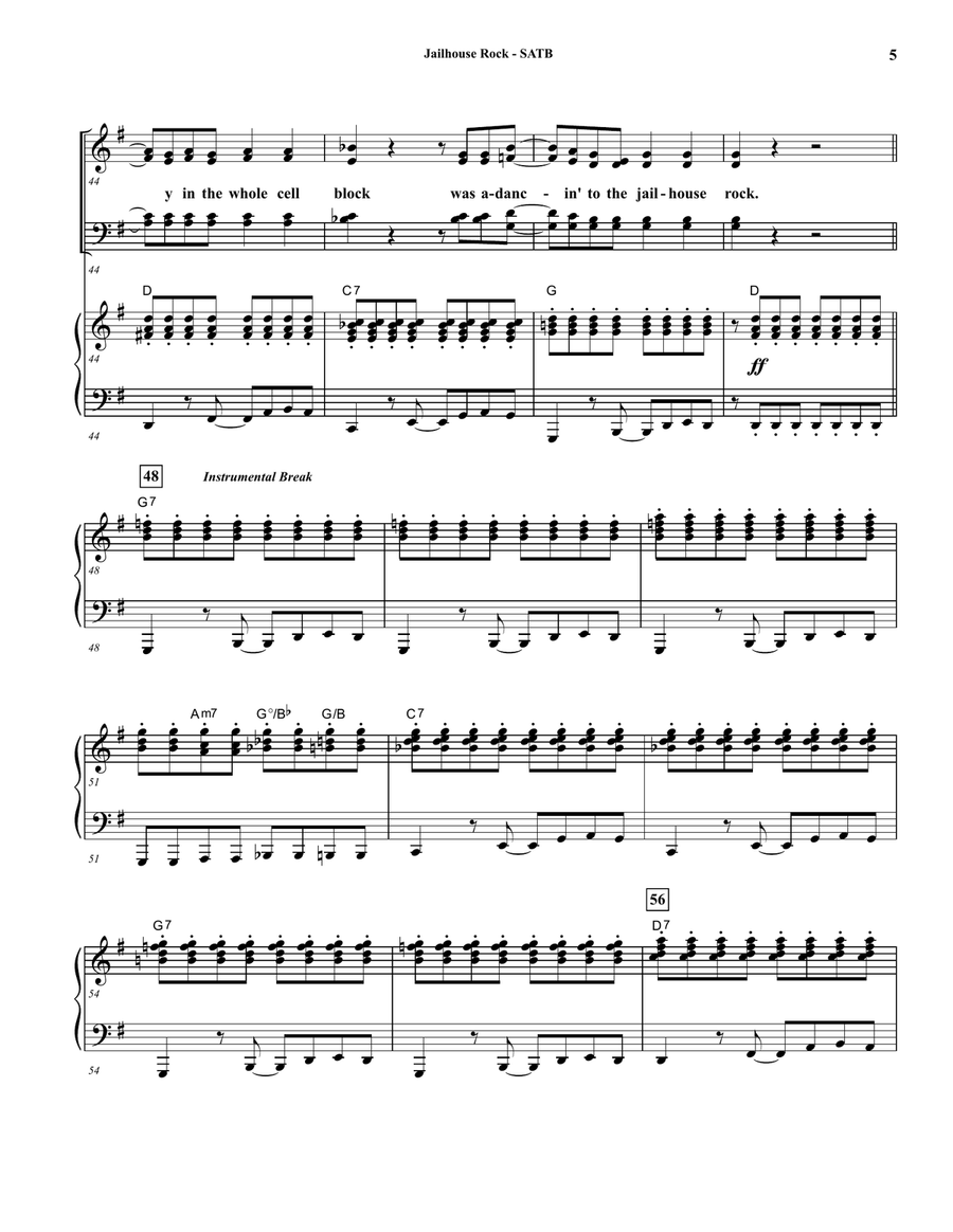 Jailhouse Rock 4-Part scores gallery preview page 5