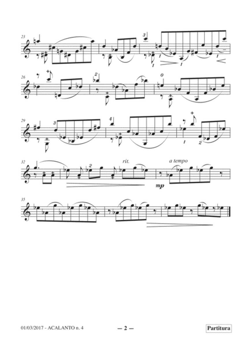 Acalanto (Berceuse) n. 4 for solo violin (2013). Includes version for solo viola/cello image number null