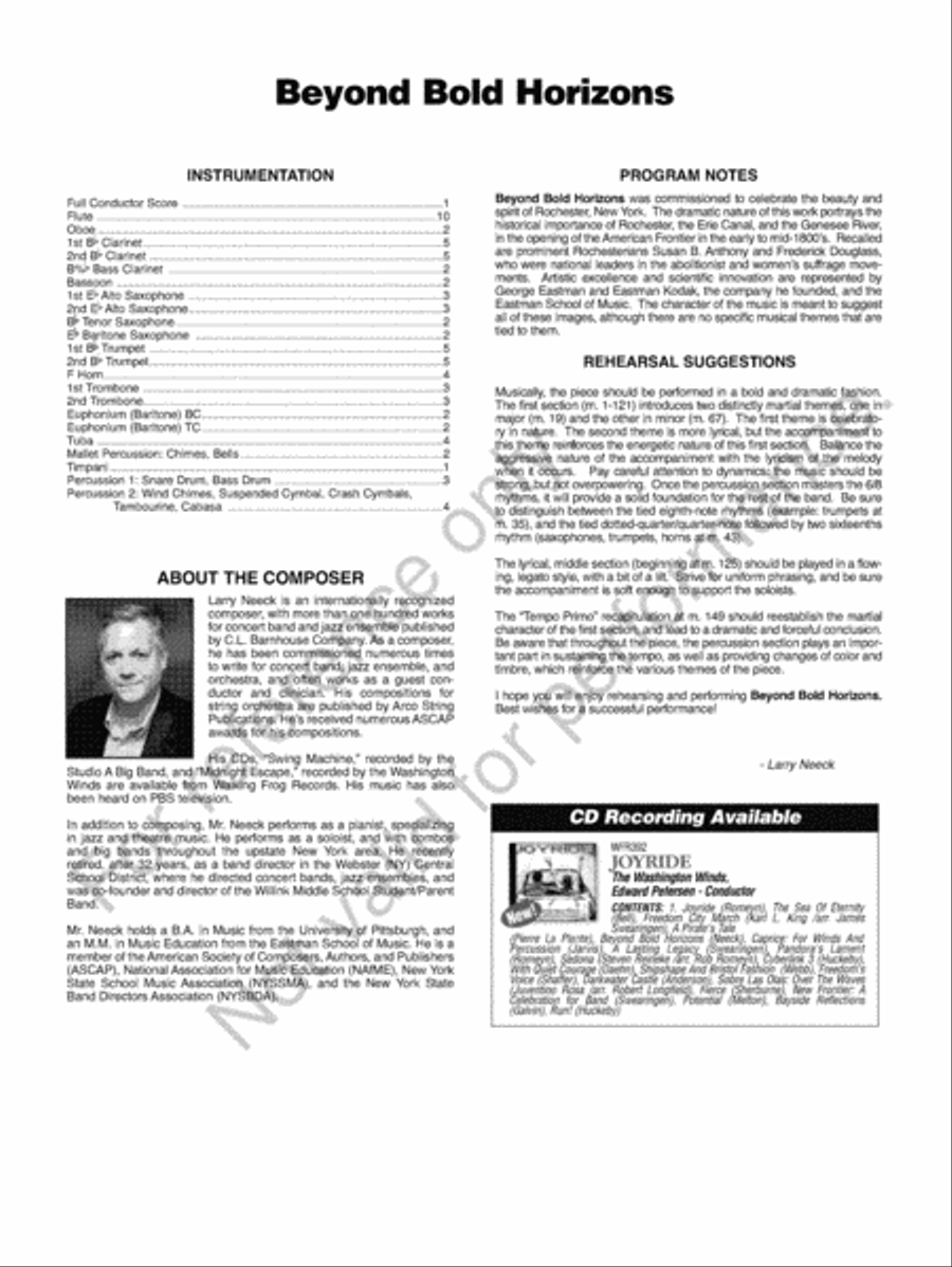 Beyond Bold Horizons Concert Band scores gallery preview page 3