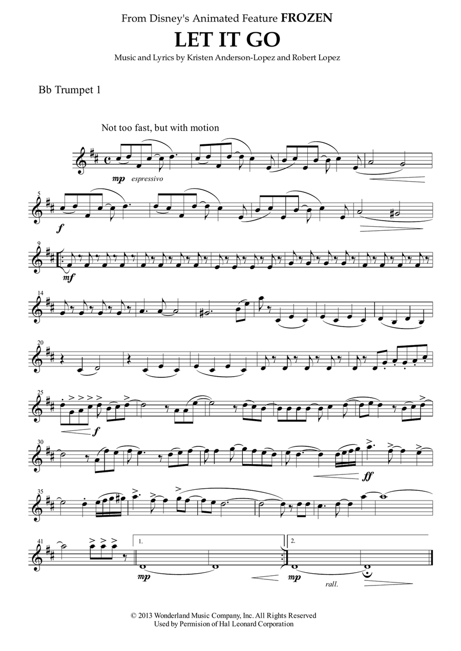 Let It Go (from Frozen) Brass Ensemble scores gallery preview page 1