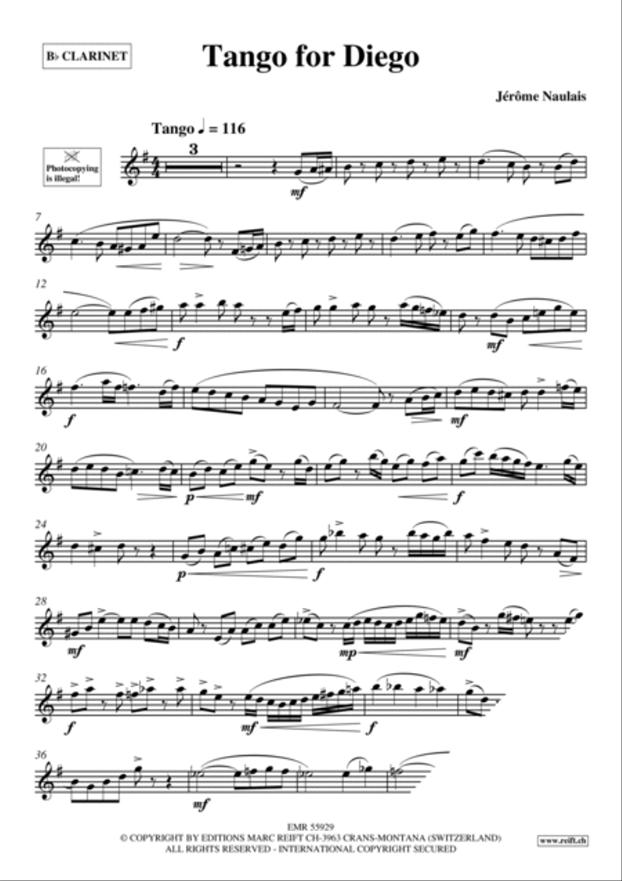 Tango for Diego Clarinet Solo scores gallery preview page 4