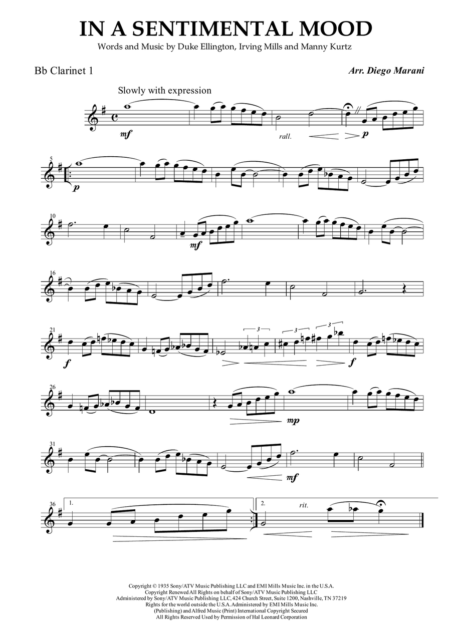 In A Sentimental Mood Woodwind Quartet scores gallery preview page 1