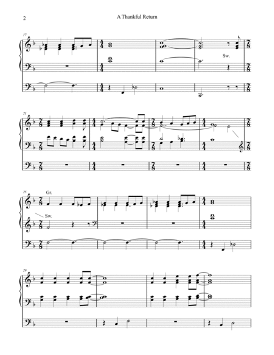 A Thankful Return (Nun Danket Alle Gott) organ work, by Phil Lehenbauer Organ Solo scores gallery preview page 3