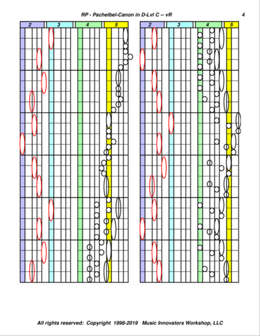 Pachelbel - Themes From Canon in D - (Key Map Tablature) Piano Solo scores gallery preview page 4