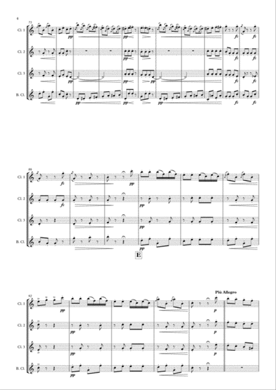 Pizzicato Polka arranged for Clarinet Quartet Clarinet Quartet scores gallery preview page 4