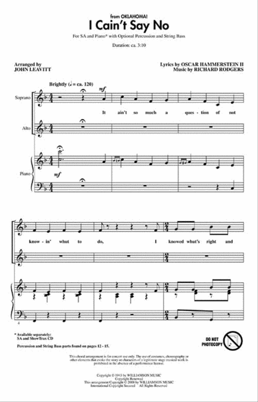 I Cain't Say No I Cain't Say No SA scores gallery preview page 2