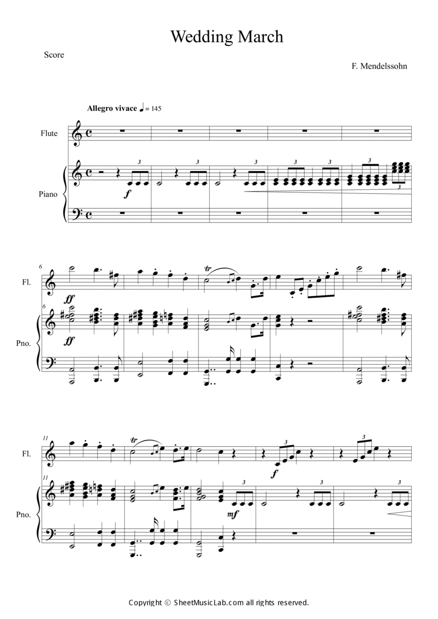 Wedding March Wedding March Flute Solo scores gallery preview page 1