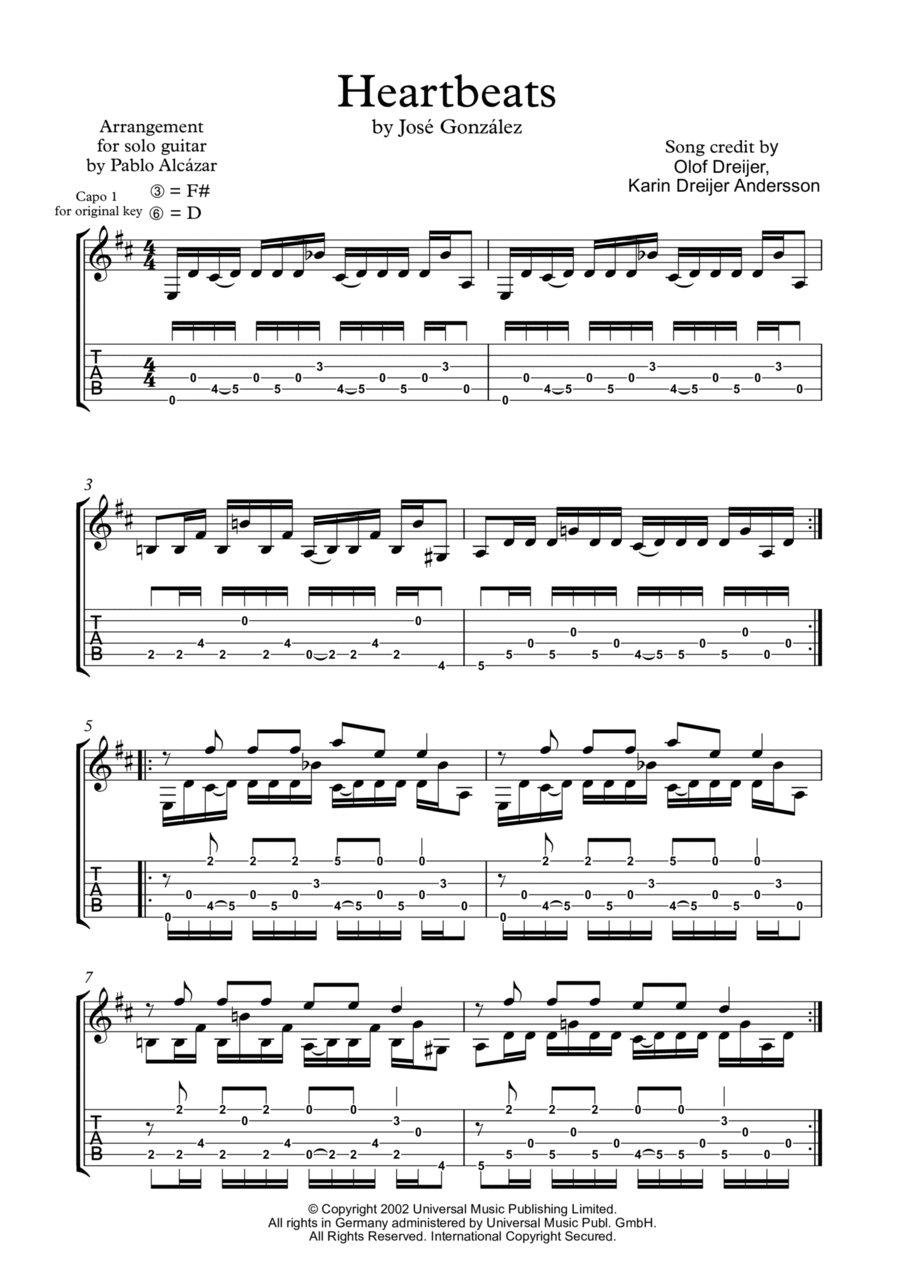 Heartbeats Electric Guitar scores gallery preview page 1