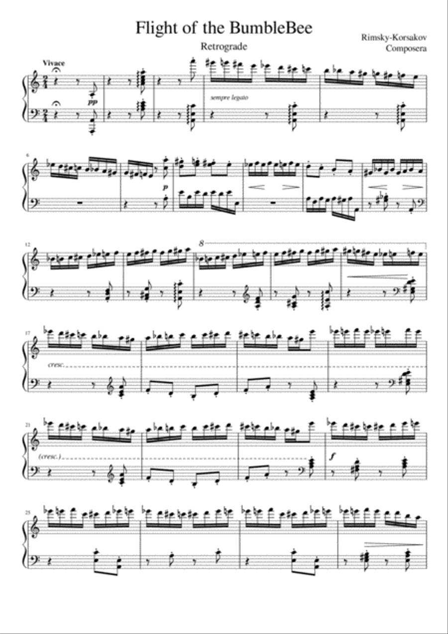 Flight of the BumbleBee Retrograde Version Piano Solo scores gallery preview page 1