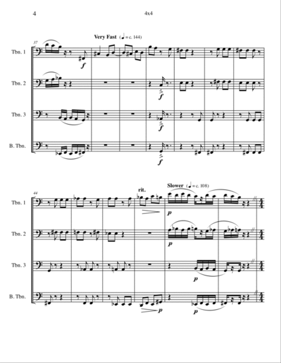 4x4 (for trombone quartet) Trombone Quartet scores gallery preview page 4