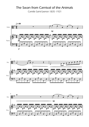 The Swan - Camille Saint-Saëns - Viola w/ Piano