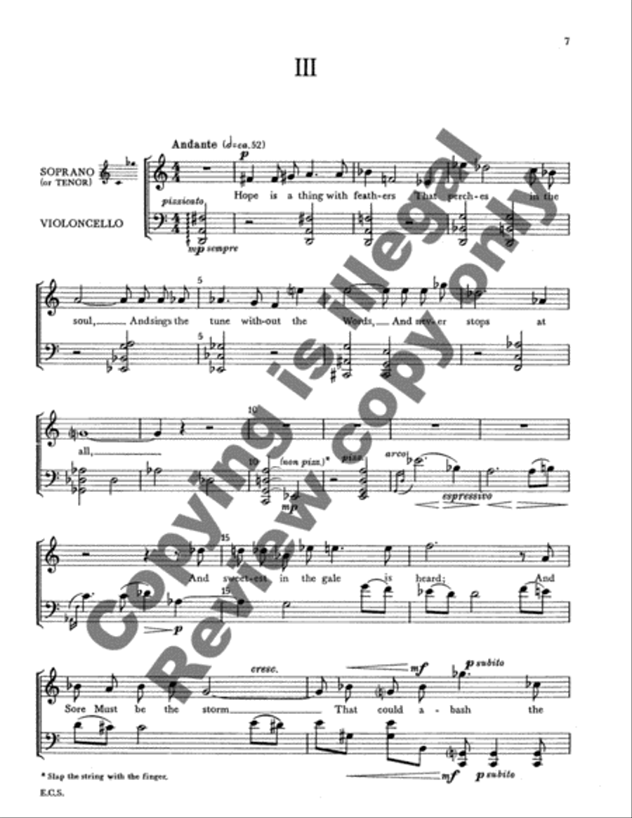 Three Songs After Emily Dickinson High Voice scores gallery preview page 5
