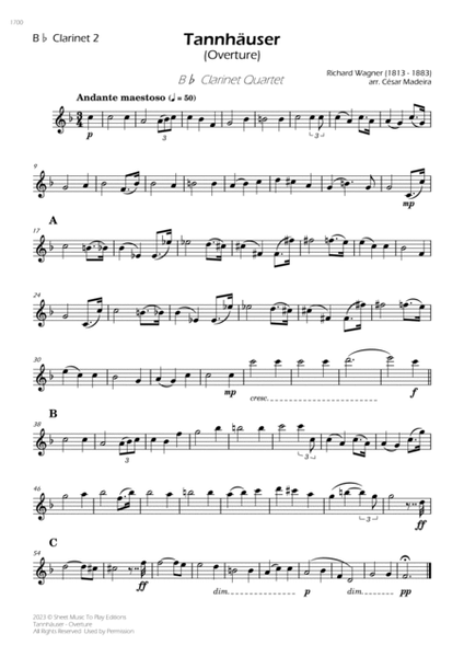 Tannhäuser (Overture) - Clarinet Quartet (Individual Parts) image number null